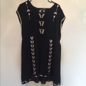Black Dress with White Embroidery